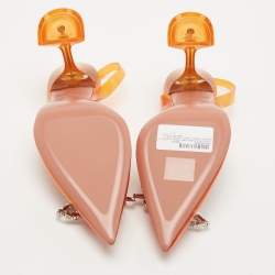 Pre Owned Amina Muaddi Orange PVC Rosie Slingback Pumps Size 38