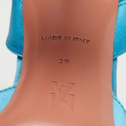 Pre Owned Amina Muaddi Blue Satin Begum Slingback Pumps Size 39