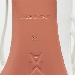 Pre Owned Amina Muaddi White Leather Naima Wedge Sandals Size 38