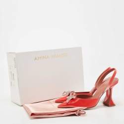 Pre Owned Amina Muaddi Pink PVC Rosie Slingback Pumps Size 37