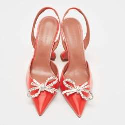 Pre Owned Amina Muaddi Pink PVC Rosie Slingback Pumps Size 37