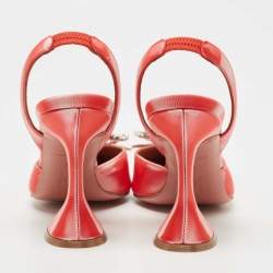 Pre Owned Amina Muaddi Pink PVC Rosie Slingback Pumps Size 37