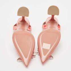 Pre Owned Amina Muaddi Pink PVC Rosie Slingback Pumps Size 37