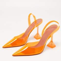 Amina Muaddi Orange PVC Holli Glass Slingback Pumps Size 40.5