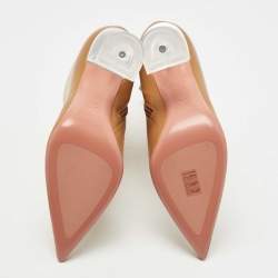 Pre Owned Amina Muaddi Brown Leather Georgia Ankle Boots Size 37