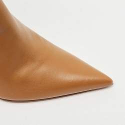 Pre Owned Amina Muaddi Brown Leather Georgia Ankle Boots Size 37