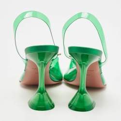 Pre Owned Amina Muaddi Green PVC Begum Slingback Pumps Size 38.5