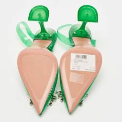 Pre Owned Amina Muaddi Green PVC Begum Slingback Pumps Size 38.5