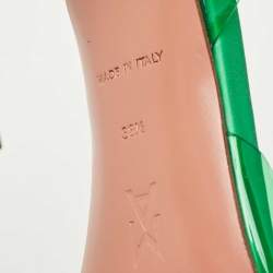 Pre Owned Amina Muaddi Green PVC Begum Slingback Pumps Size 38.5