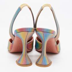 Pre Owned Amina Muaddi Multicolor Iridescent PVC Begum Slingback Pumps Size 38.5