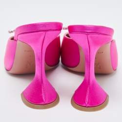 Pre Owned Amina Muaddi Pink Satin Begum Mules Size 36