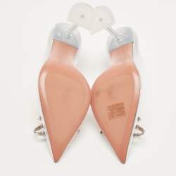 Pre Owned Amina Muaddi Transparent PVC Rosie Pumps Size 38
