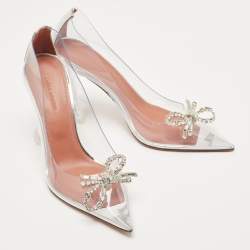 Pre Owned Amina Muaddi Transparent PVC Rosie Pumps Size 38