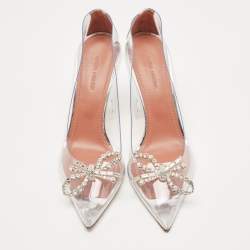 Pre Owned Amina Muaddi Transparent PVC Rosie Pumps Size 38