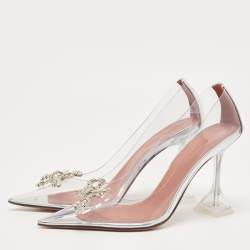 Pre Owned Amina Muaddi Transparent PVC Rosie Pumps Size 38
