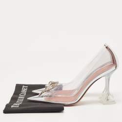 Pre Owned Amina Muaddi Transparent PVC Rosie Pumps Size 38