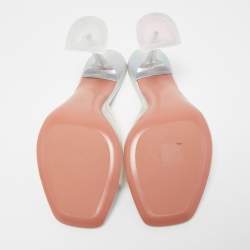 Amina Muaddi Transparent Iridescent PVC Lupita Sandals Size 39