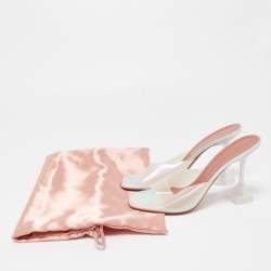Amina Muaddi Transparent Iridescent PVC Lupita Sandals Size 39