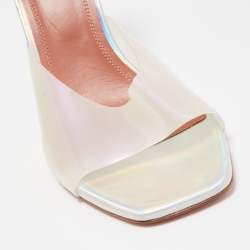 Amina Muaddi Transparent Iridescent PVC Lupita Sandals Size 39