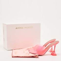 Amina Muaddi Pink PVC Lupita Slide Sandals Size 39