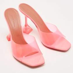 Amina Muaddi Pink PVC Lupita Slide Sandals Size 39