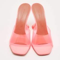 Amina Muaddi Pink PVC Lupita Slide Sandals Size 39