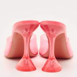 Amina Muaddi Pink PVC Lupita Slide Sandals Size 39