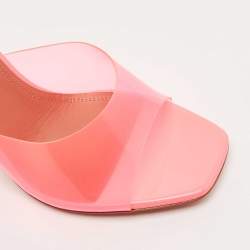 Amina Muaddi Pink PVC Lupita Slide Sandals Size 39