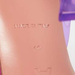 Pre Owned Amina Muaddi Purple PVC Begum Crystal Embellished Slingback Pumps Size 40