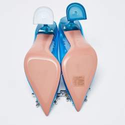 Pre Owned Amina Muaddi Blue PVC Begum Pumps Size 36