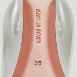 Pre Owned Amina Muaddi Transparent PVC Lupita Glass Wedge Sandals Size 35