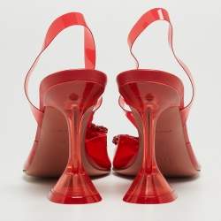 Pre Owned Amina Muaddi Red PVC Rosie Slingback Pumps Size 38