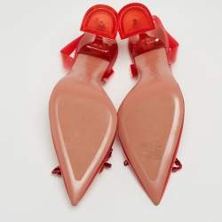 Pre Owned Amina Muaddi Red PVC Rosie Slingback Pumps Size 38