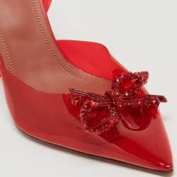 Pre Owned Amina Muaddi Red PVC Rosie Slingback Pumps Size 38