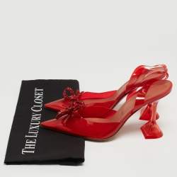 Pre Owned Amina Muaddi Red PVC Rosie Slingback Pumps Size 38
