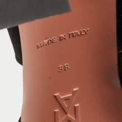 Pre Owned Amina Muaddi Black Satin Begum Slingback Pumps Size 38