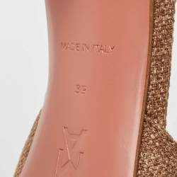 Amina Muaddi Brown Canvas Begum Mules Size 39