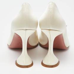 Amina Muaddi White Satin Begum Crystal Embellished Pointed Toe Pumps Size 39