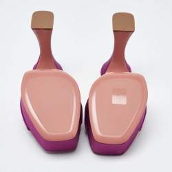 Amina Muaddi Pink Satin Dalida Open Toe Platform Slide Sandals Size 40