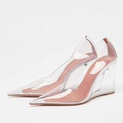 Amina Muaddi Transparent PVC Ane Wedge Pumps Size 38.5