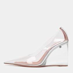 Amina Muaddi Transparent PVC Ane Wedge Pumps Size 38.5