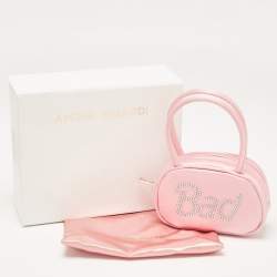 Amina Muaddi Pink Satin Super Amini Baddie Bag
