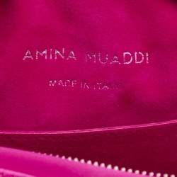 Amina Muaddi Pink Satin Super Amini Bella Bag