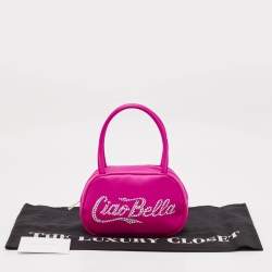 Amina Muaddi Pink Satin Super Amini Bella Bag