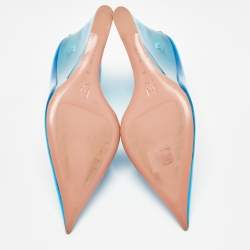 Amina Muaddi Blue PVC Ane Wedge Pumps Size 38