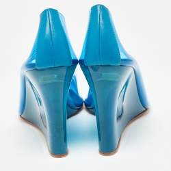 Amina Muaddi Blue PVC Ane Wedge Pumps Size 38