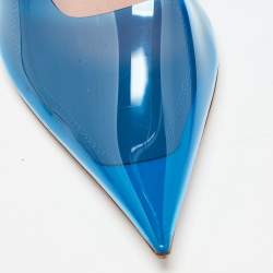 Amina Muaddi Blue PVC Ane Wedge Pumps Size 38
