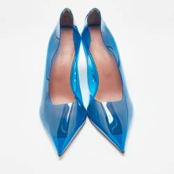 Amina Muaddi Blue PVC Ane Wedge Pumps Size 38
