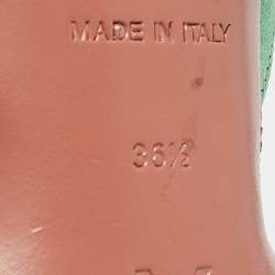 Pre Owned Amina Muaddi Green Satin Begum Slingback Pumps Size 36.5