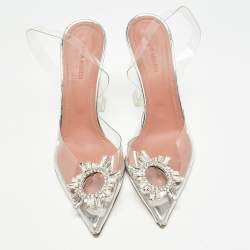 Pre Owned Amina Muaddi Transparent PVC Begum Slingback Pumps Size 39
